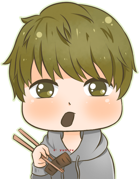 Chibi Character Eating Noodles PNG