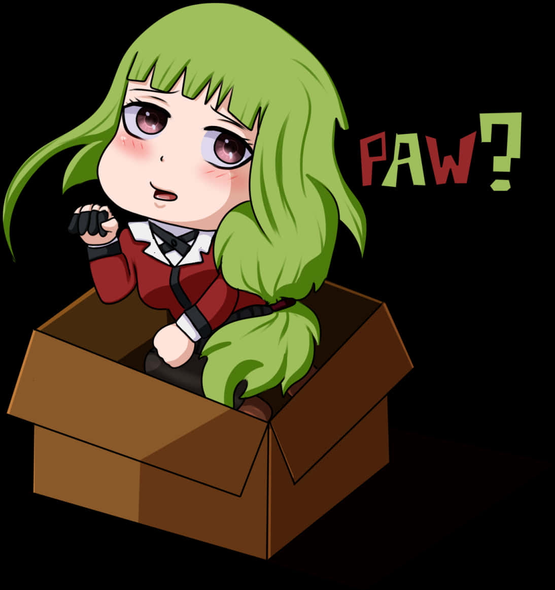 Chibi Character In Box With P A W Question PNG