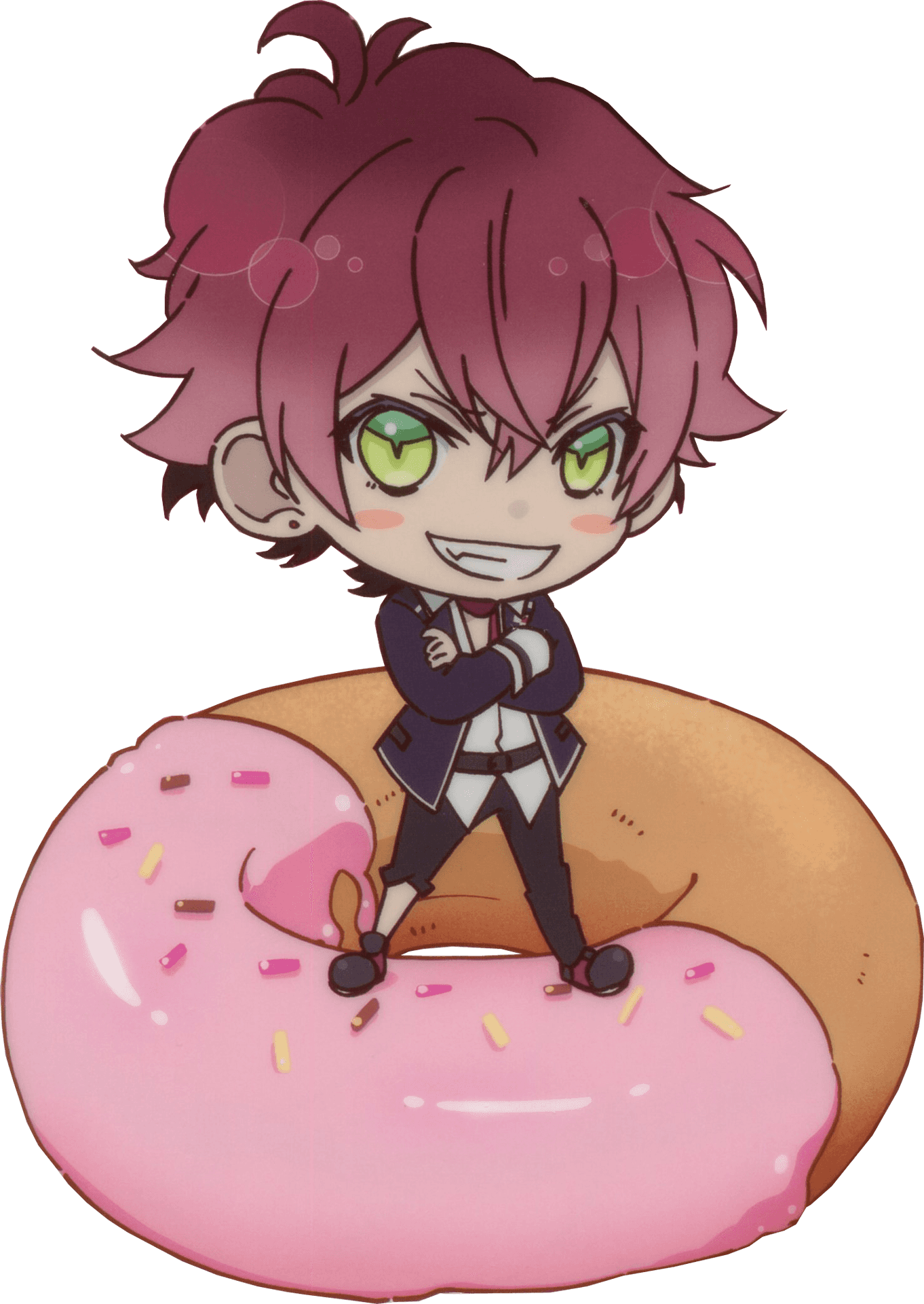 Chibi Character On Donut Illustration PNG