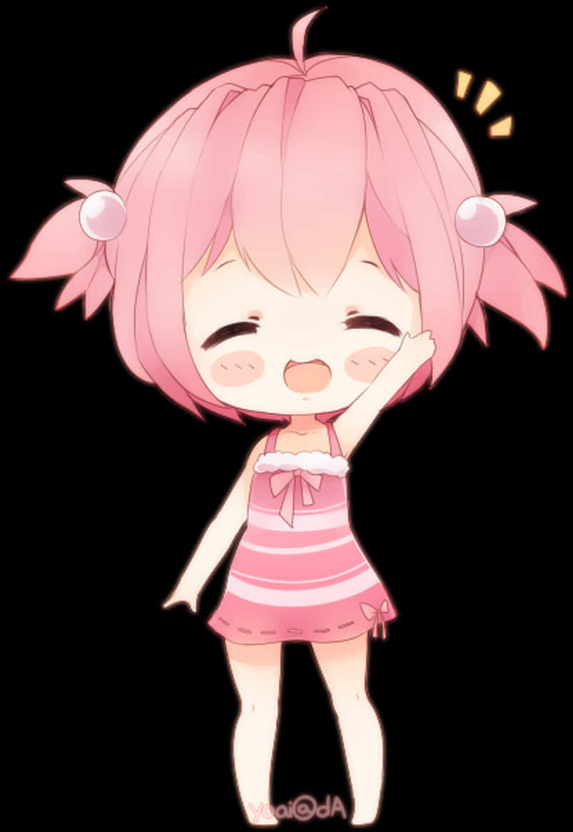 Download Chibi Character Pink Hair Wink | Wallpapers.com