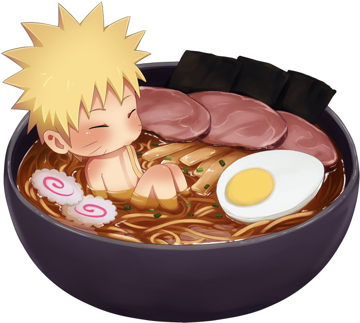 Chibi Character Relaxingin Ramen Bowl.png PNG