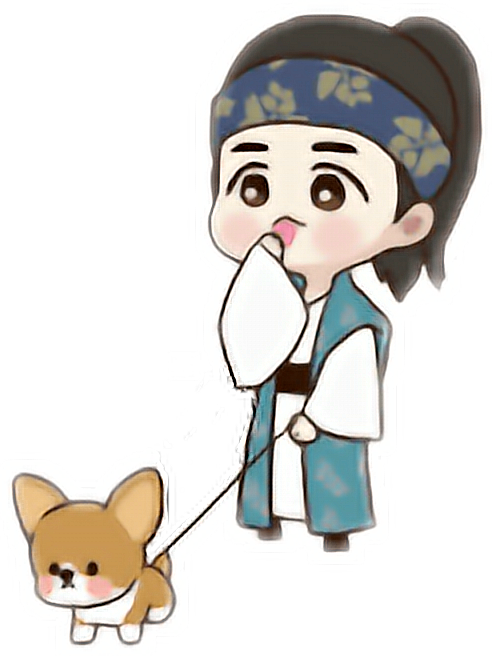 Chibi Character With Dog Illustration PNG