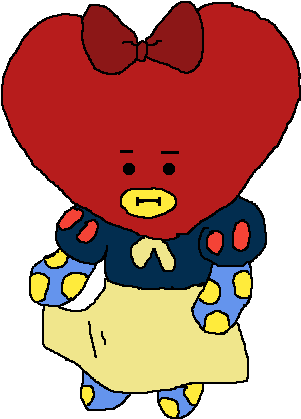 Chibi Character With Heart Headand Bow PNG