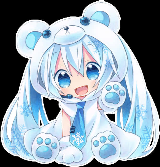 Chibi Characterin Polar Bear Onesie PNG