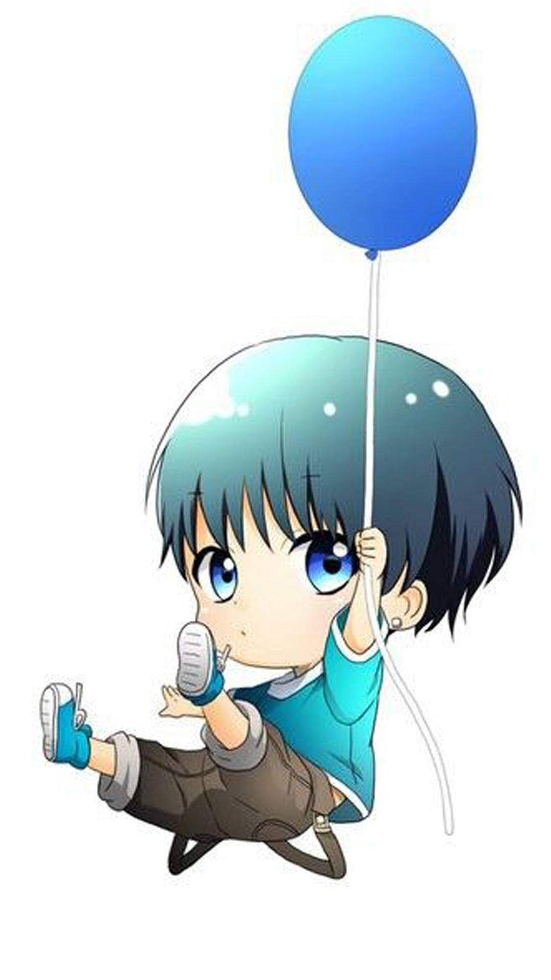 Chibi Cute Boy Cartoon With A Balloon Wallpaper