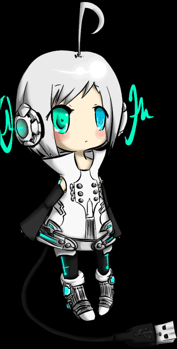 Chibi Cyborg Character Art PNG