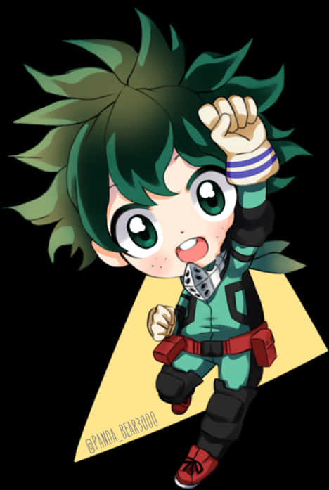 Chibi Deku Hero Pose PNG