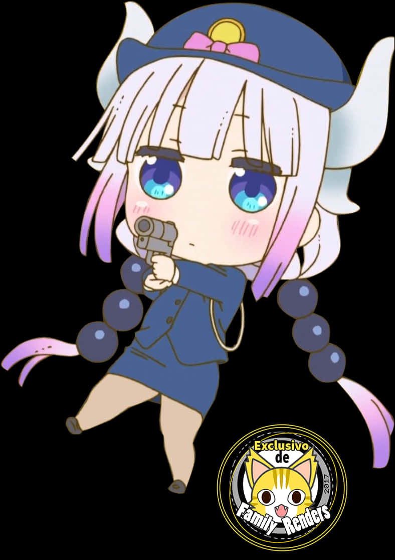 Chibi Detectivewith Gun PNG