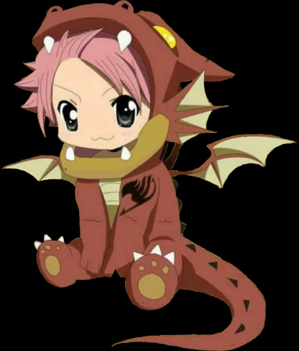 Chibi Dragon Costume Anime Character PNG