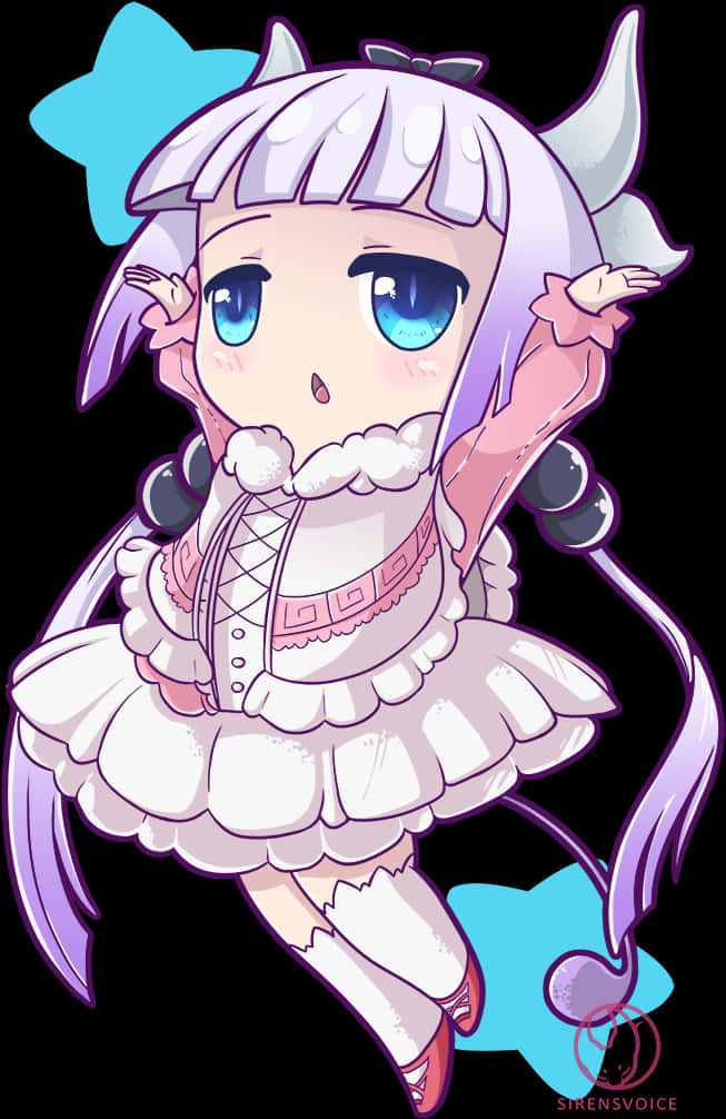 Chibi Dragon Girl Illustration PNG