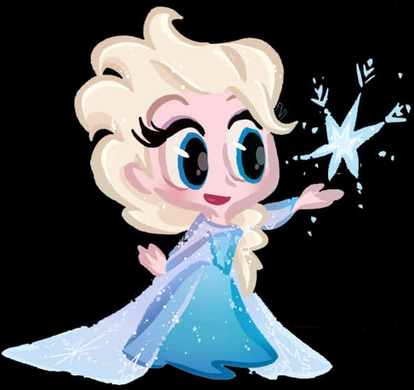 Chibi Elsa Casting Ice Magic PNG