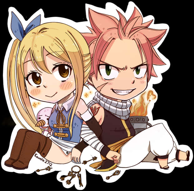 Chibi Fairy Tail Natsuand Lucy PNG