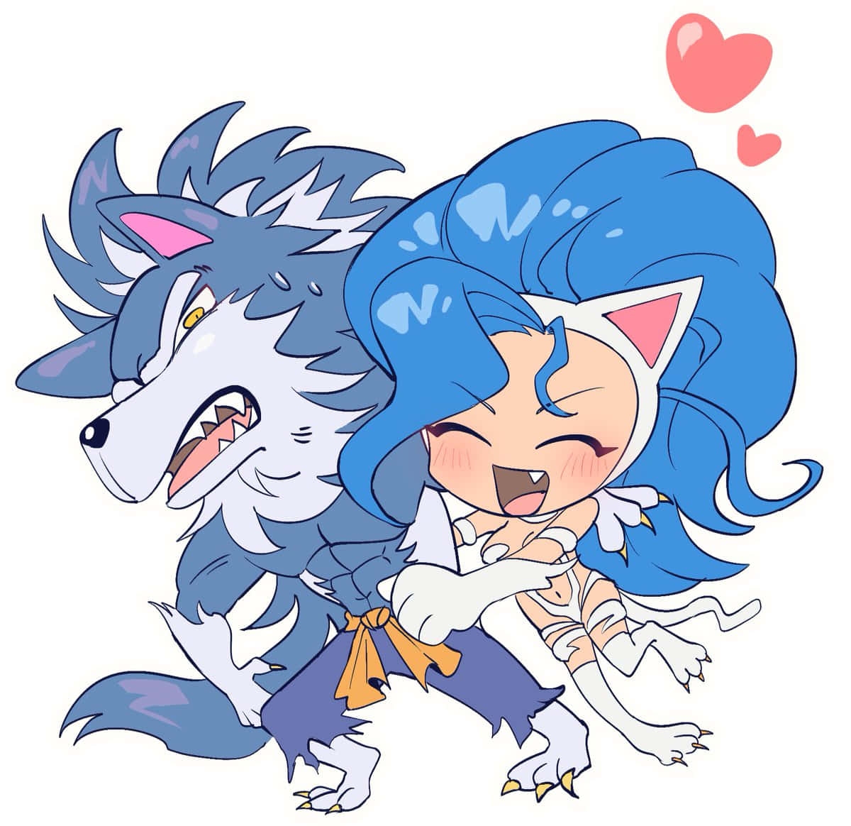 Amitié Chibi Felicia Et Loup Fond d'écran