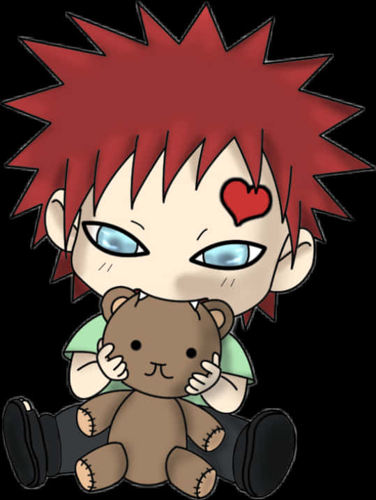 Download Chibi Gaara With Teddy Bear | Wallpapers.com