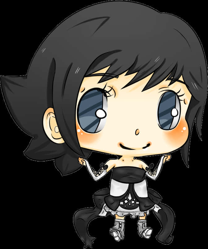 Chibi Girlin Black Outfit PNG