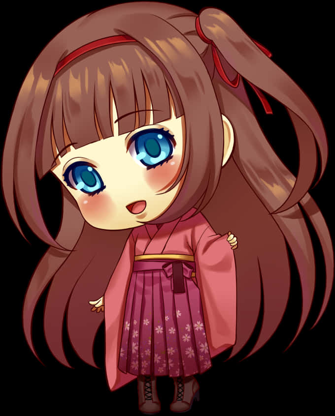 Chibi Girlin Traditional Japanese Dress PNG