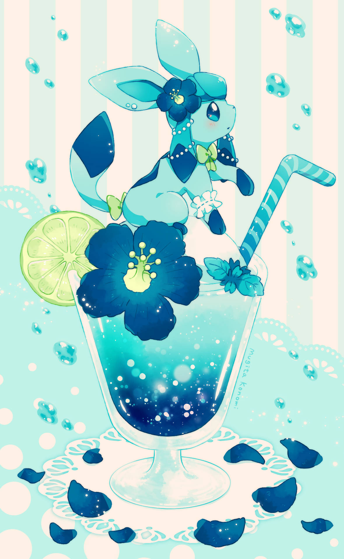 Chibi Glaceon On Tropical Drink