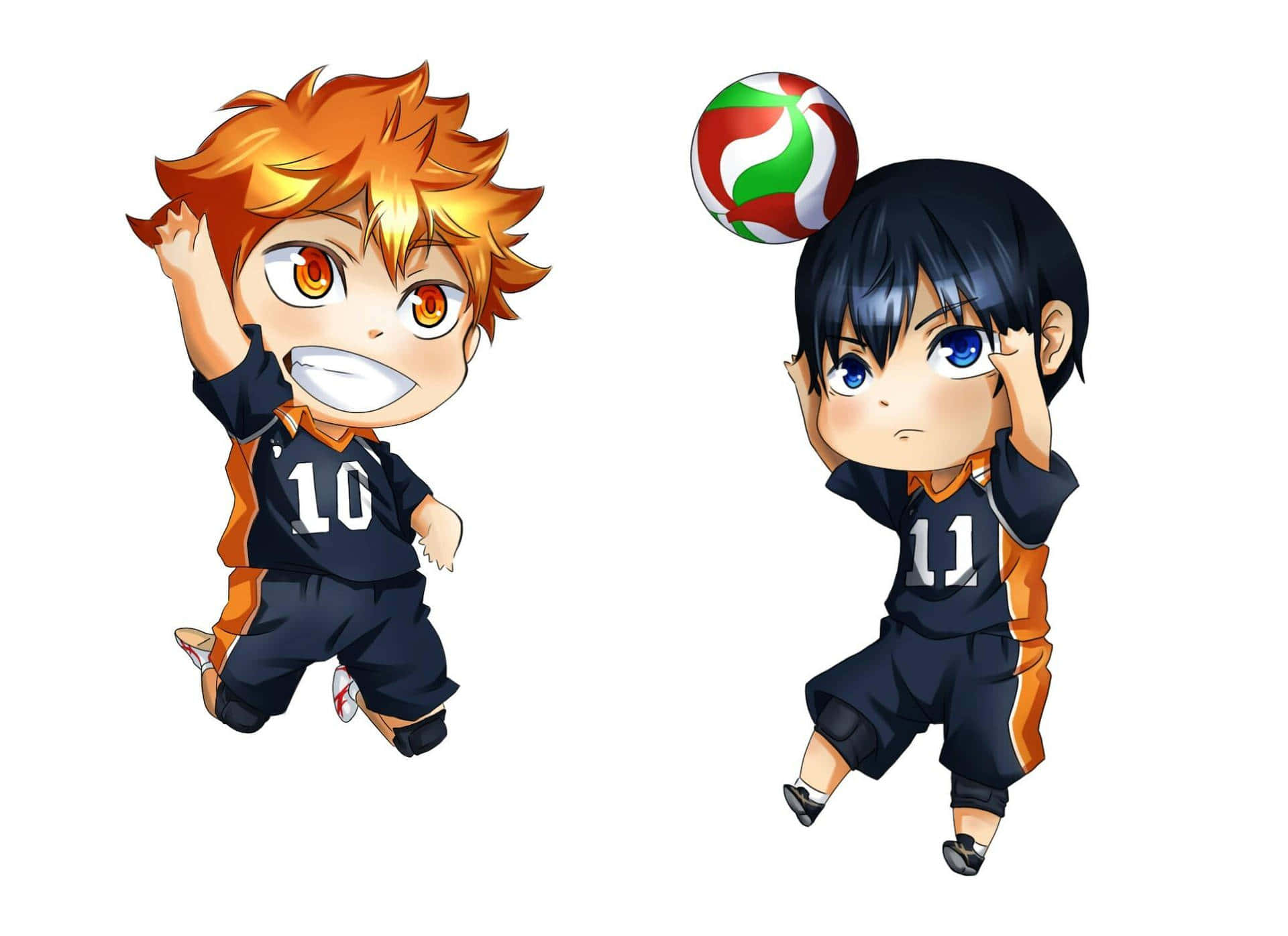 Chibi Haikyuu Volleyball Duo Wallpaper