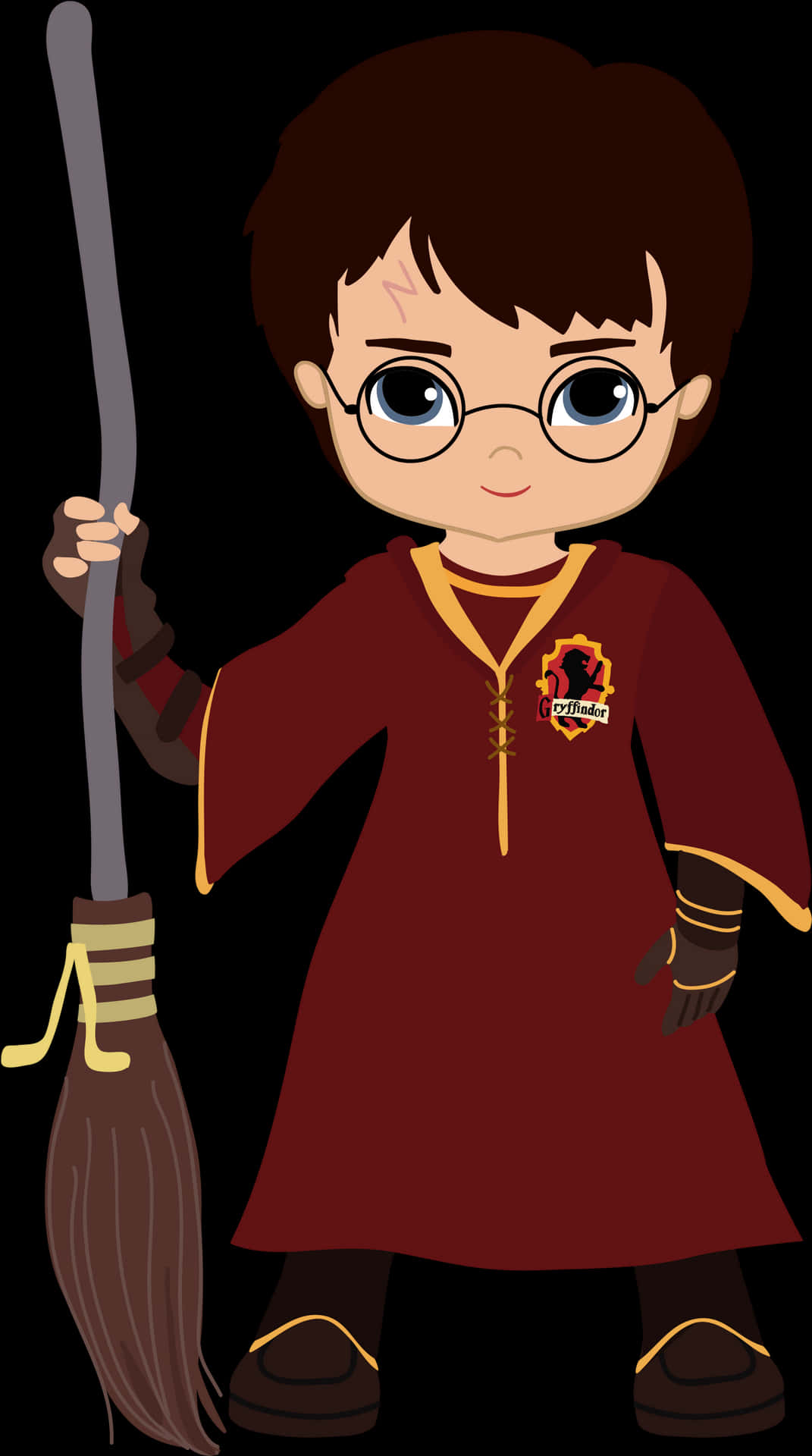 Chibi Harry Potterwith Broomstick PNG