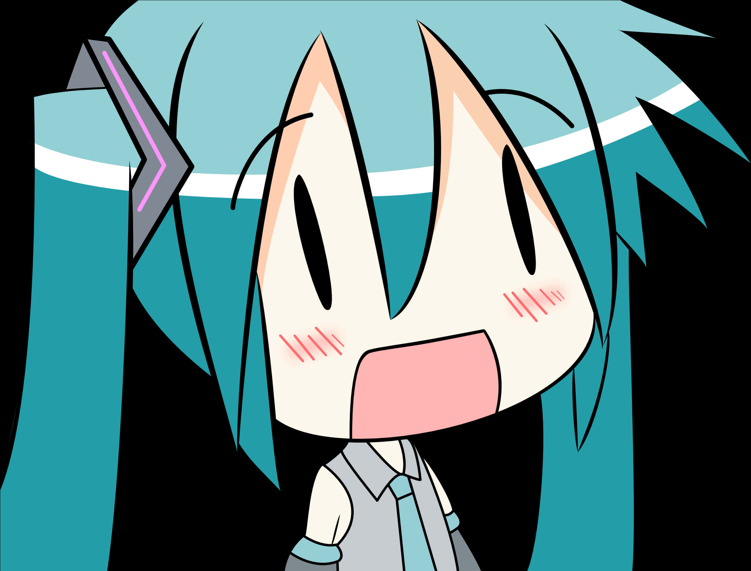 Chibi Hatsune Miku Excited Expression PNG