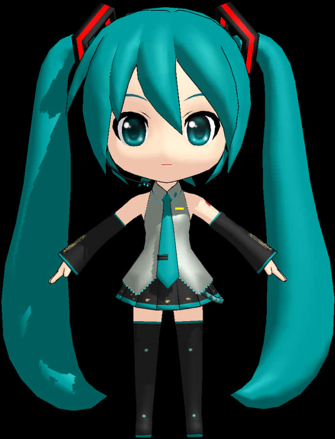 Chibi Hatsune Miku Illustration PNG