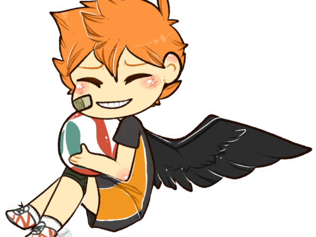 Chibi Hinata With Wingsand Volleyball PNG