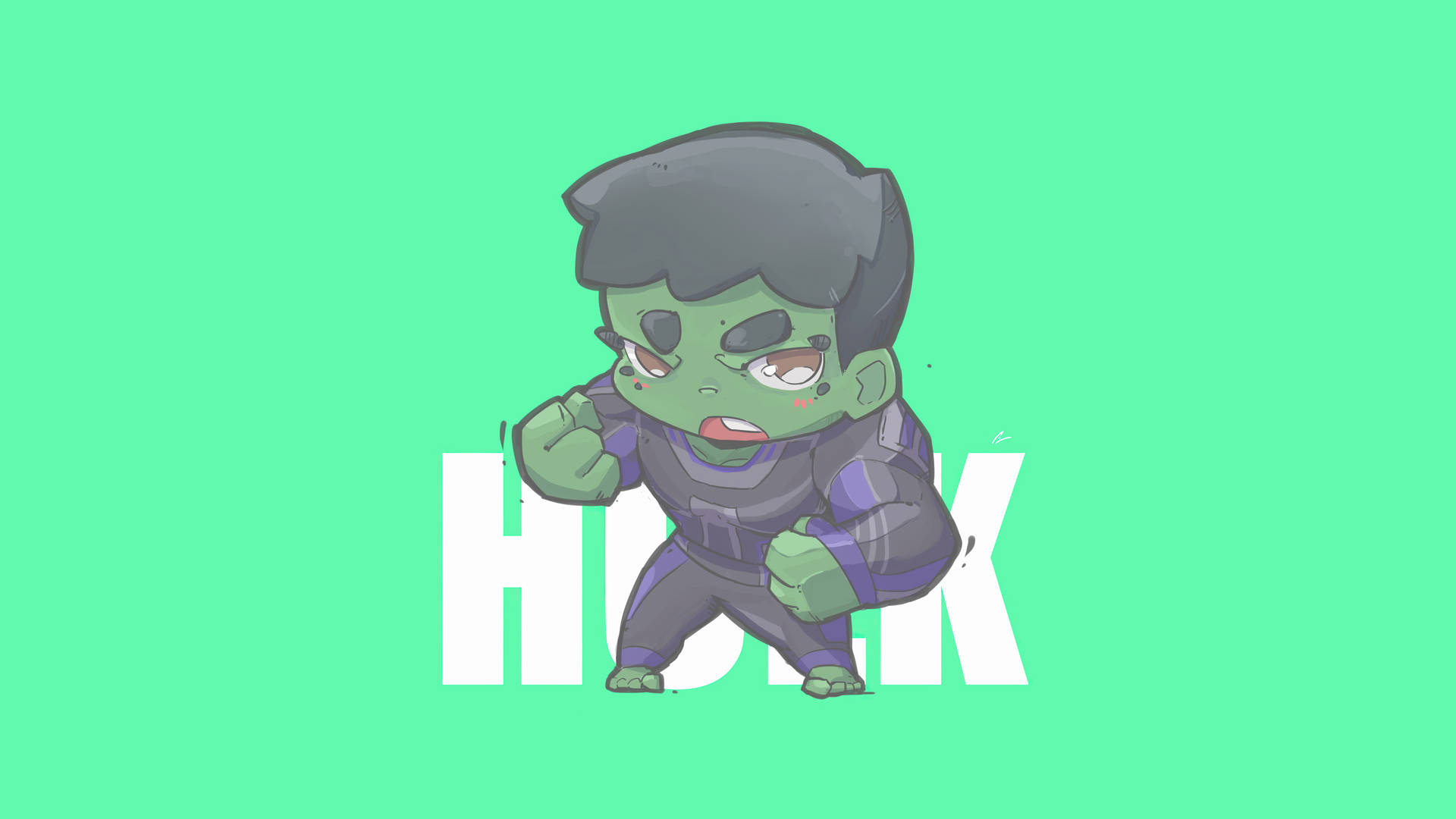 Chibi Hulk Digital Art Wallpaper