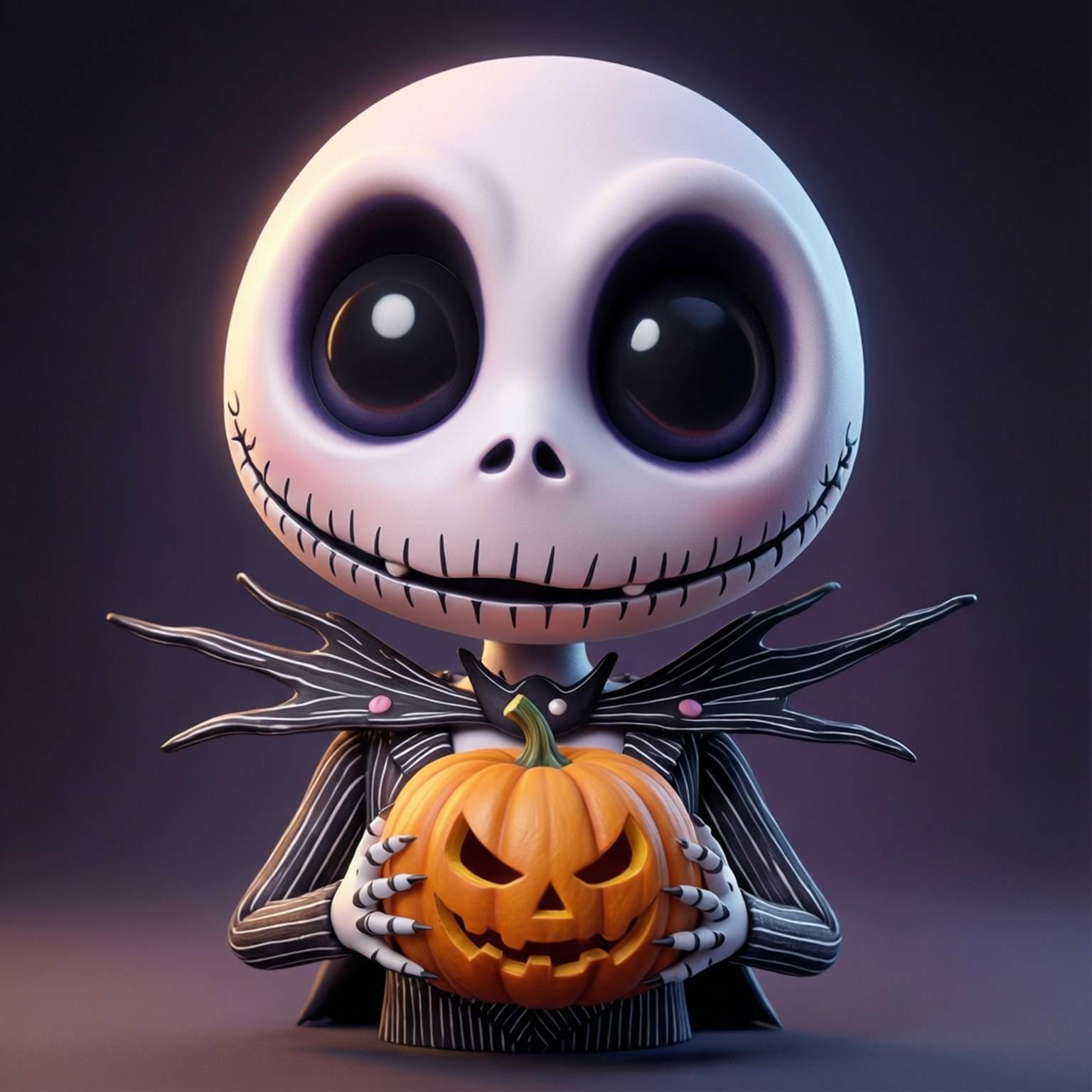 A cute chibi version of Jack Skellington.