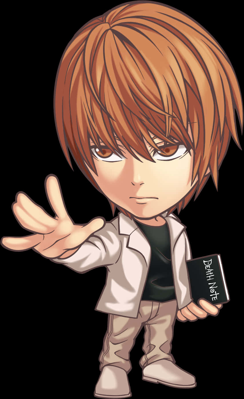 Chibi Light Yagamiwith Death Note PNG
