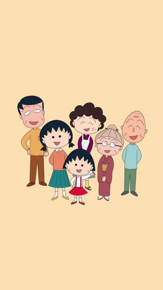 Chibi Maruko Chan Familieillustration Wallpaper