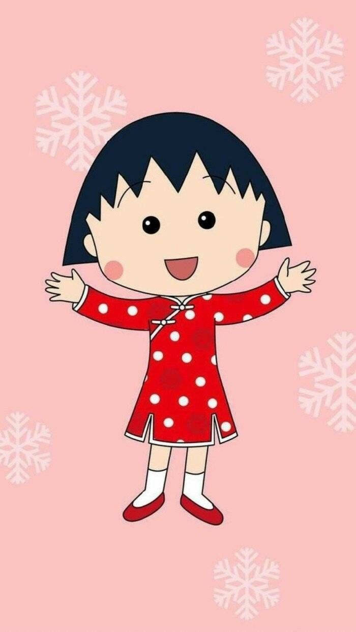 Chibi Maruko Chan Red Dress Background