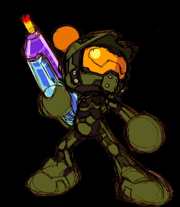 Chibi_ Master_ Chief_with_ Energy_ Sword PNG