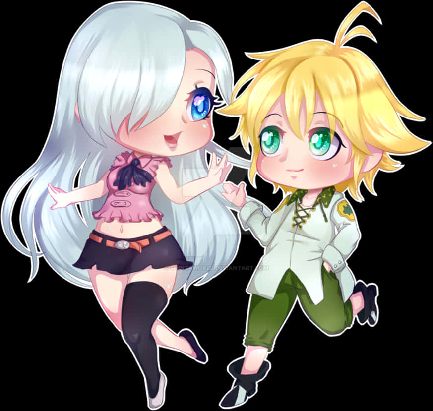 Chibi Meliodasand Elizabeth Fan Art PNG