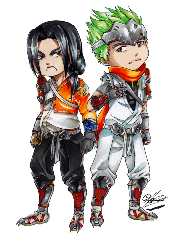 Chibi Ninja Duo Artwork PNG