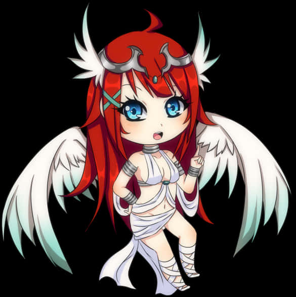 Chibi Red Haired Angel Anime Character PNG