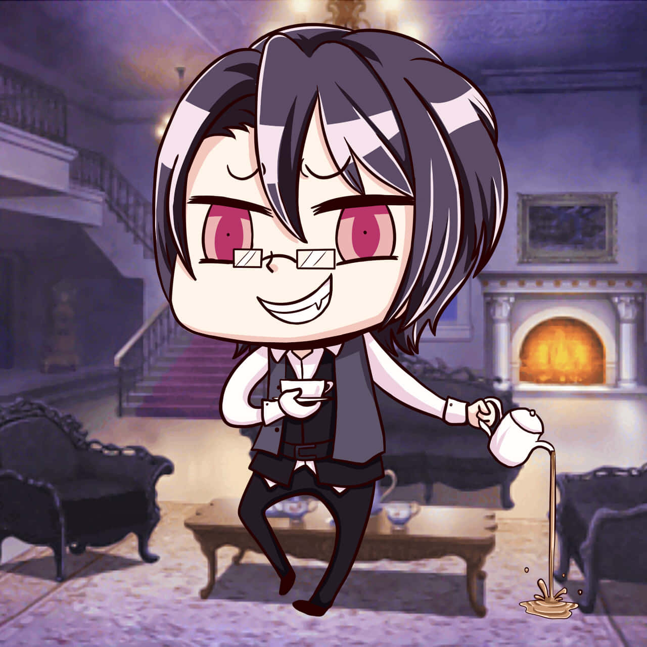 Chibi Reiji Sakamaki Con Bastón Fondo de pantalla