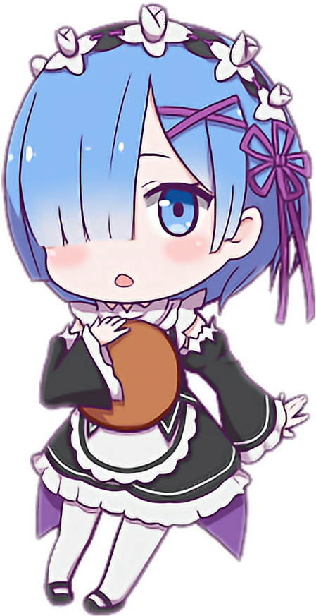 Chibi Rem Eating Donut PNG