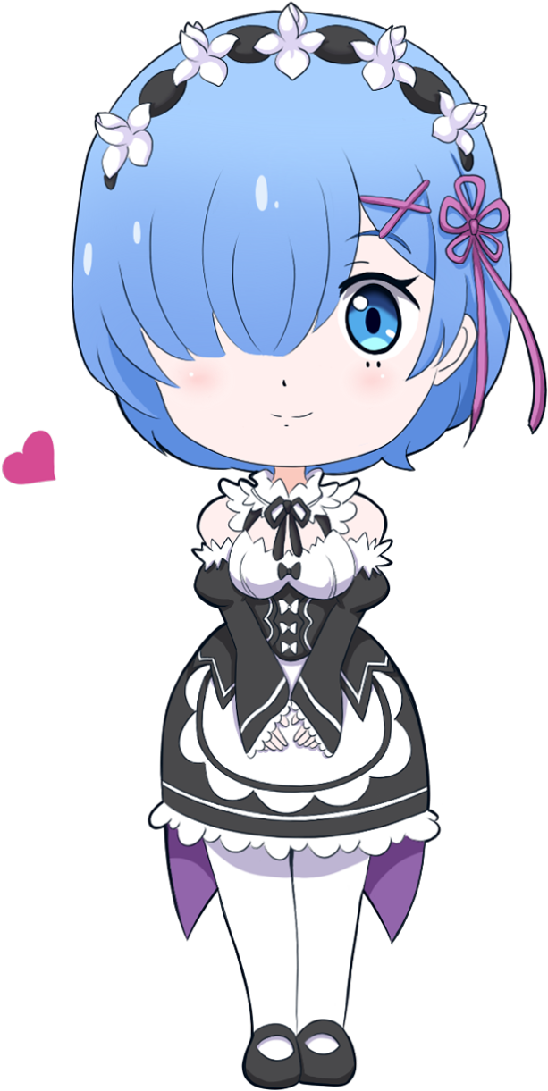 Chibi Rem Re Zero Cute Pose PNG