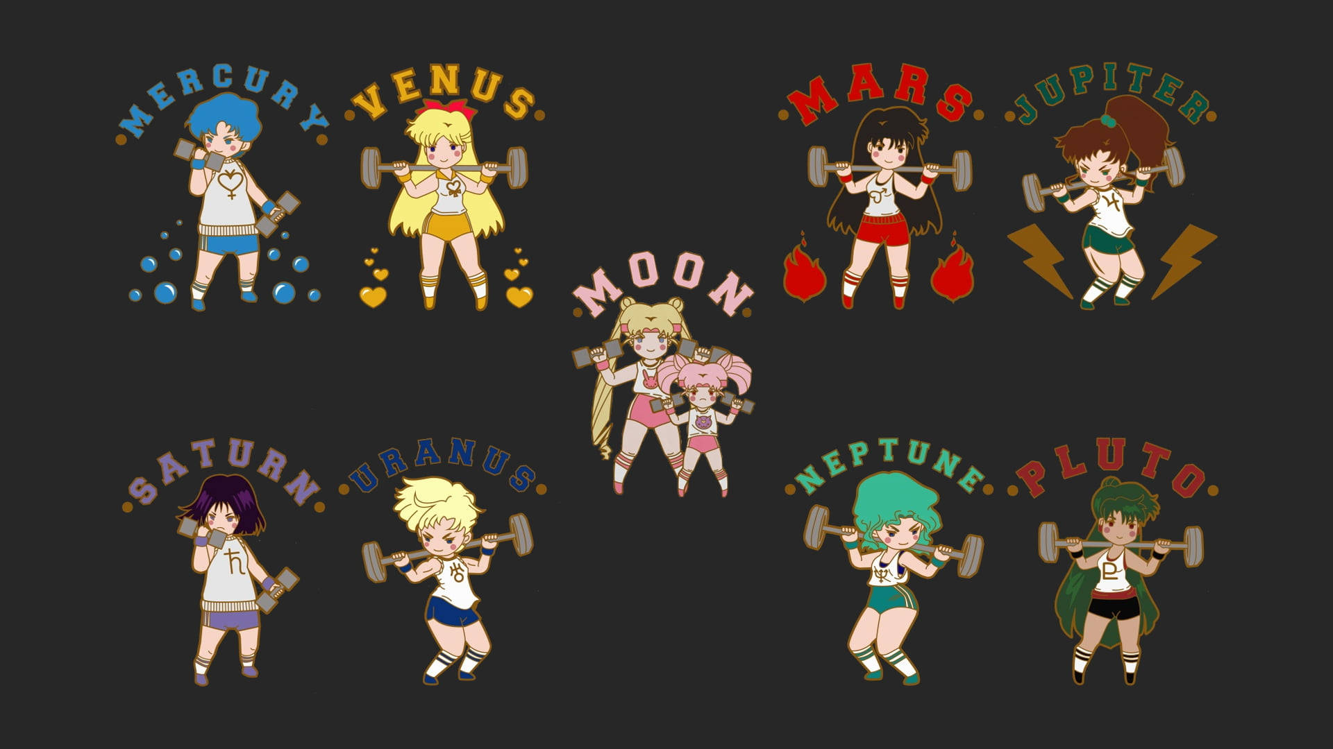 Chibi Sailor Moon Characters Wallpaper