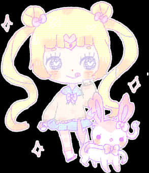 Chibi Sailor Moonand Luna Pastel Art PNG