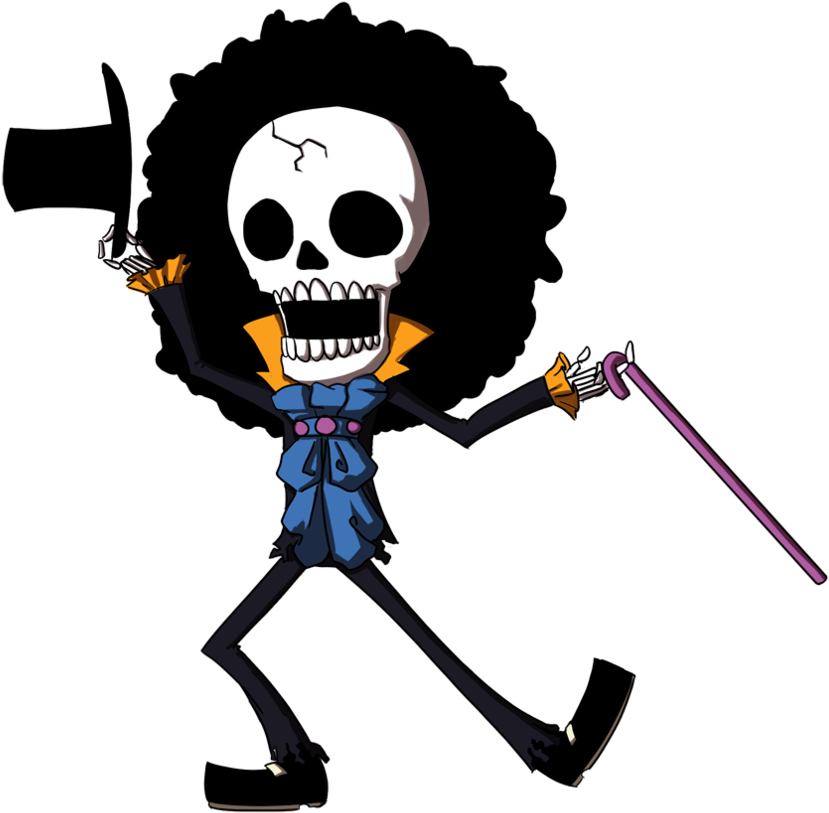 Chibi Skeleton Character With Axeand Cane PNG