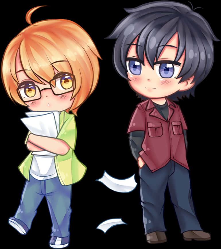 Chibi Style Anime Characters PNG