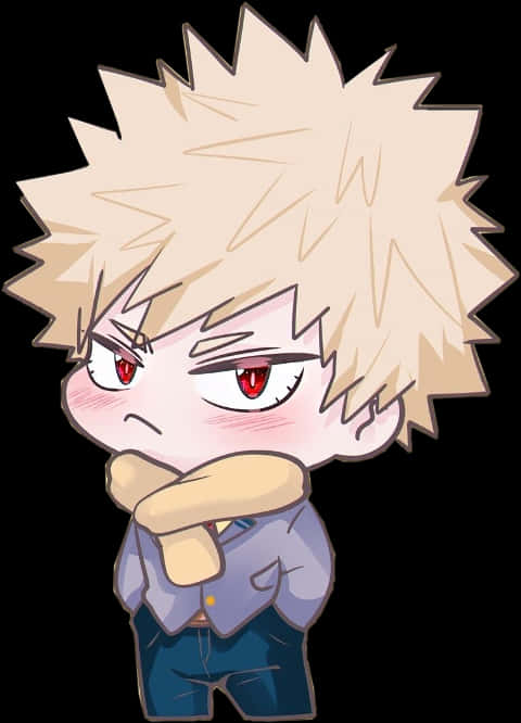 Chibi Style Blond Anime Character PNG