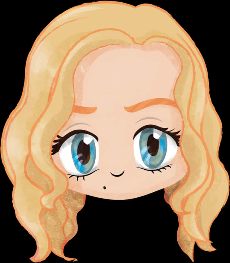 Chibi Style Blonde Character Illustration PNG