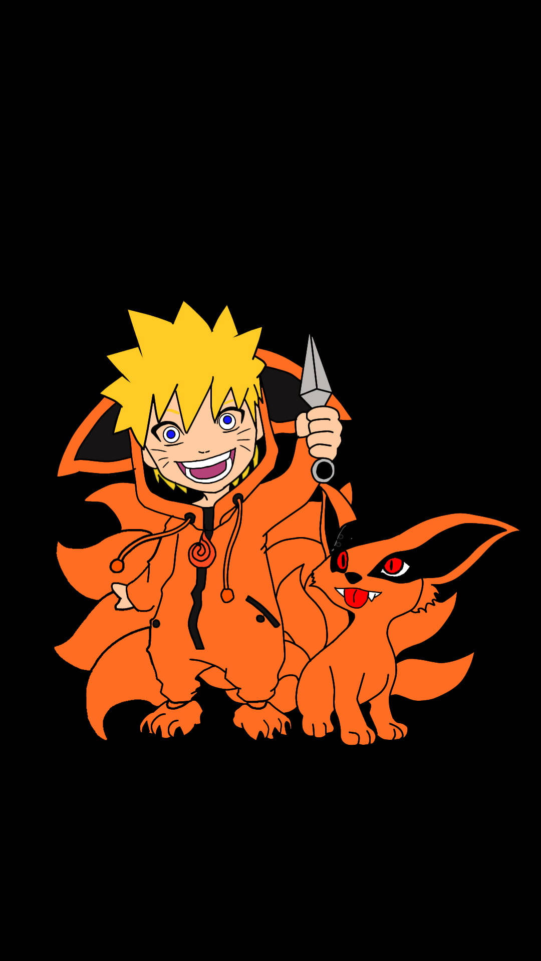 Chibi Uzumaki Wearing Naruto Kurama Costume Background