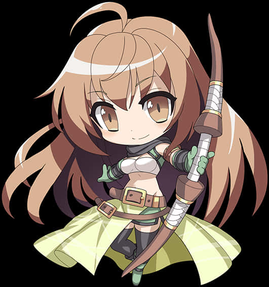 Chibi Warrior Girl Anime Character PNG