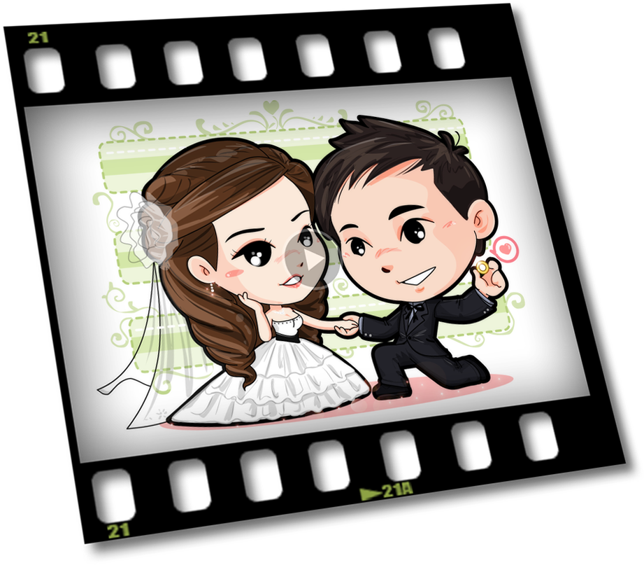 Chibi Wedding Couple Cartoon PNG