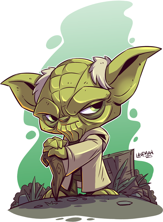 Chibi Yoda Cartoon Artwork PNG