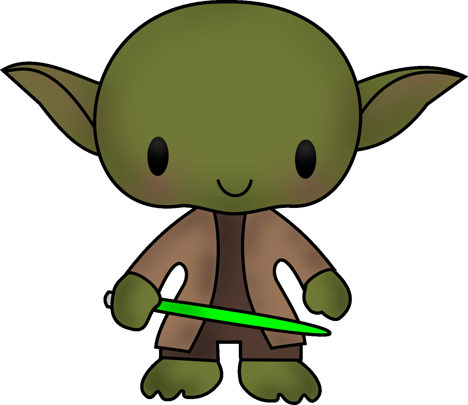 Chibi Yodawith Lightsaber.png PNG