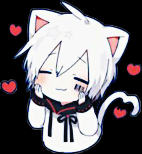Chibi_ Anime_ Boy_with_ Cat_ Ears_and_ Tail PNG